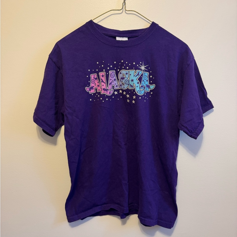 Gildan Purple Short Sleeve Tee with Graphic Design